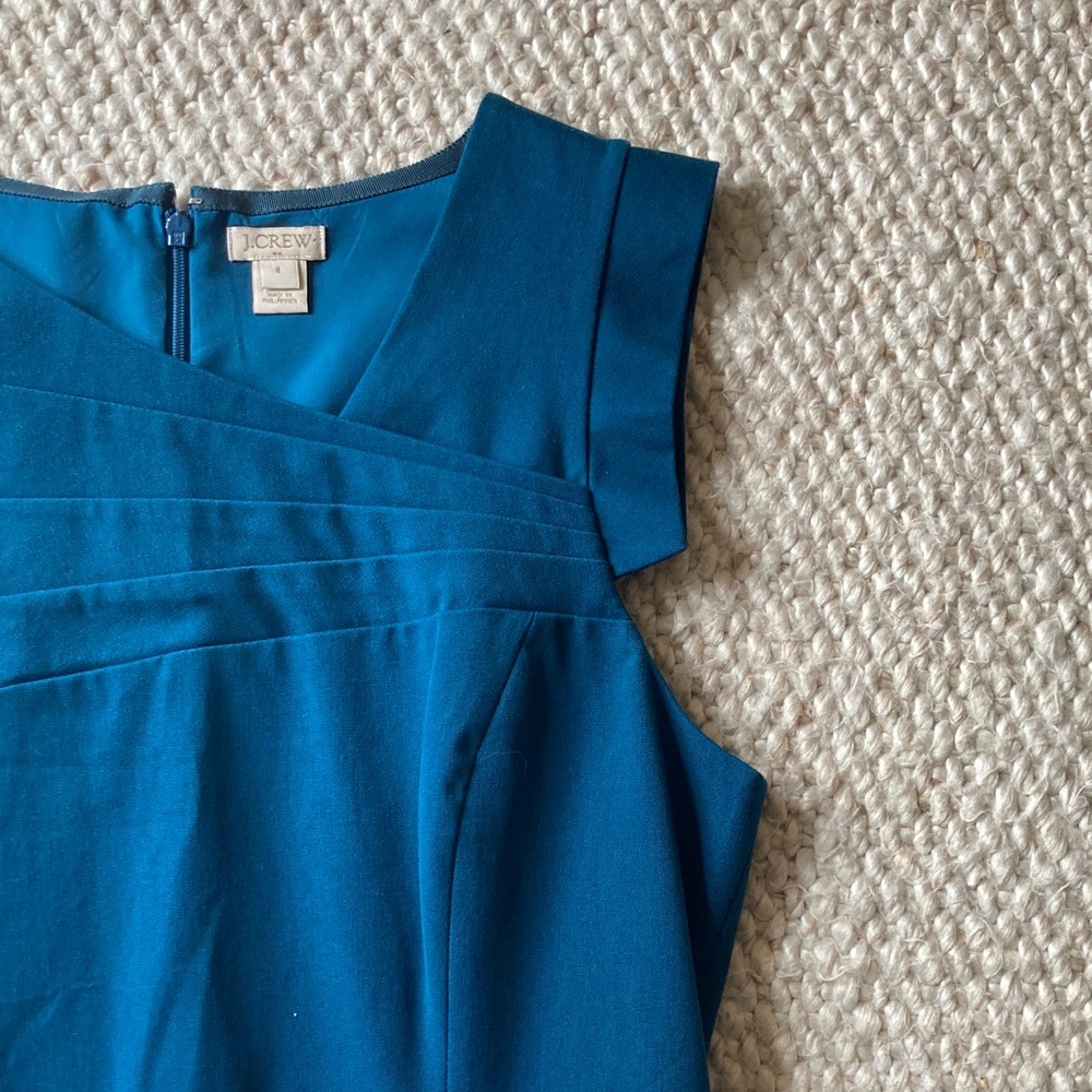 NWOT J. Crew Sleeveless Teal-Blue Sheath Dress - Picture 4 of 9